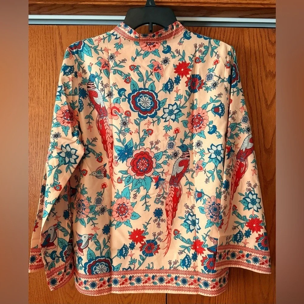 NWOT Women’s Boho Style Size Small Casual Blouse Orange - Picture 3 of 13